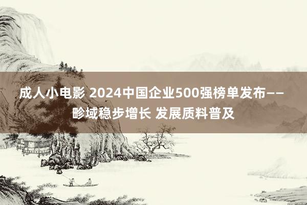 成人小电影 2024中国企业500强榜单发布—— 畛域稳步增长 发展质料普及