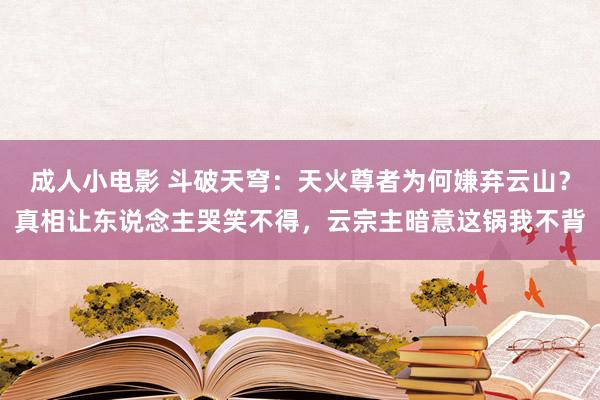 成人小电影 斗破天穹：天火尊者为何嫌弃云山？真相让东说念主哭笑不得，云宗主暗意这锅我不背