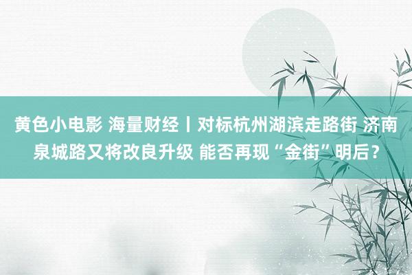 黄色小电影 海量财经丨对标杭州湖滨走路街 济南泉城路又将改良升级 能否再现“金街”明后？