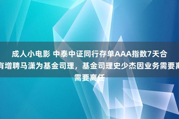 成人小电影 中泰中证同行存单AAA指数7天合手有增聘马潇为基金司理，基金司理史少杰因业务需要离任