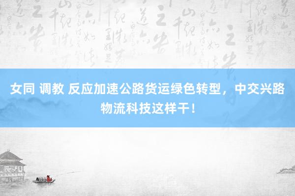 女同 调教 反应加速公路货运绿色转型，中交兴路物流科技这样干！