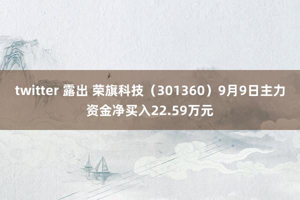 twitter 露出 荣旗科技（301360）9月9日主力资金净买入22.59万元