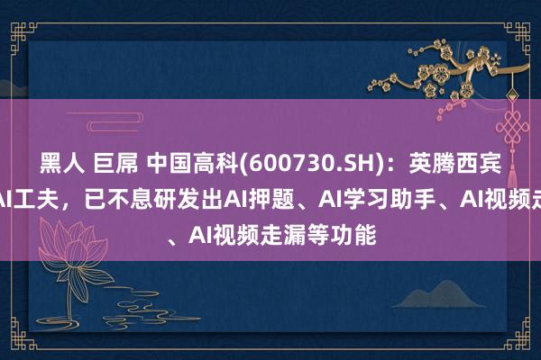 黑人 巨屌 中国高科(600730.SH)：英腾西宾充分诳骗AI工夫，已不息研发出AI押题、AI学习助手、AI视频走漏等功能