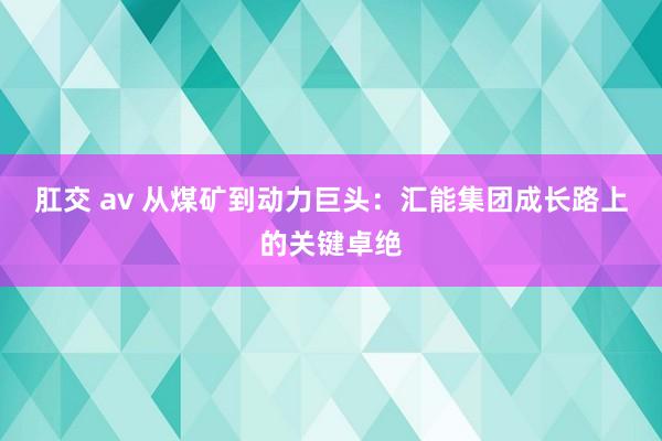 肛交 av 从煤矿到动力巨头：汇能集团成长路上的关键卓绝