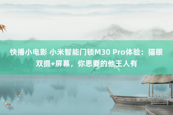 快播小电影 小米智能门锁M30 Pro体验：猫眼双摄+屏幕，你思要的他王人有