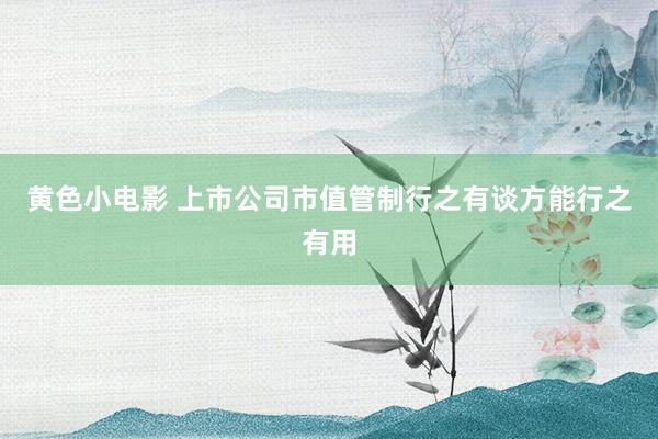 黄色小电影 上市公司市值管制行之有谈方能行之有用