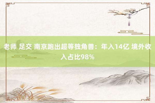 老师 足交 南京跑出超等独角兽：年入14亿 境外收入占比98%