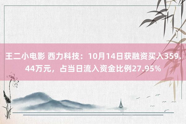 王二小电影 西力科技：10月14日获融资买入359.44万元，占当日流入资金比例27.95%