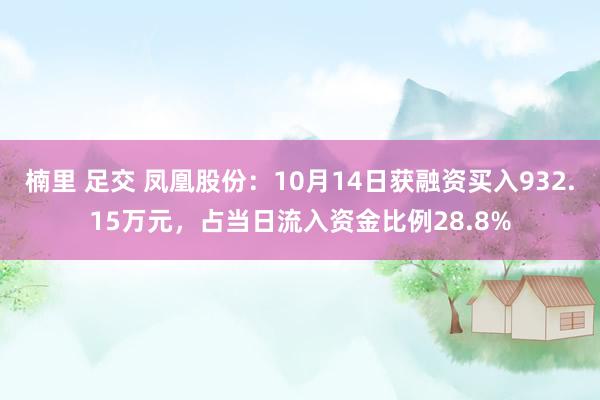 楠里 足交 凤凰股份：10月14日获融资买入932.15万元，占当日流入资金比例28.8%