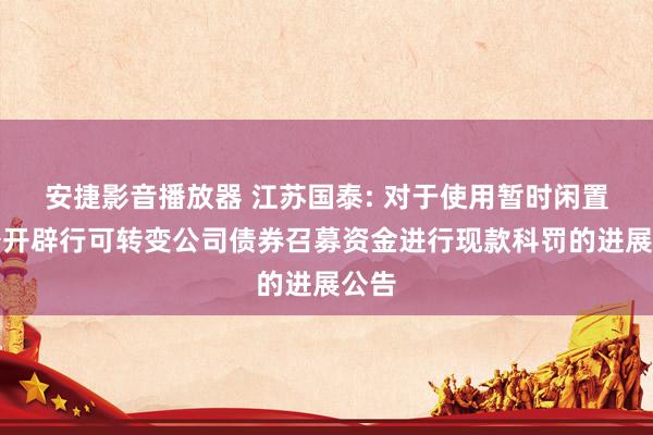 安捷影音播放器 江苏国泰: 对于使用暂时闲置的公开辟行可转变公司债券召募资金进行现款科罚的进展公告