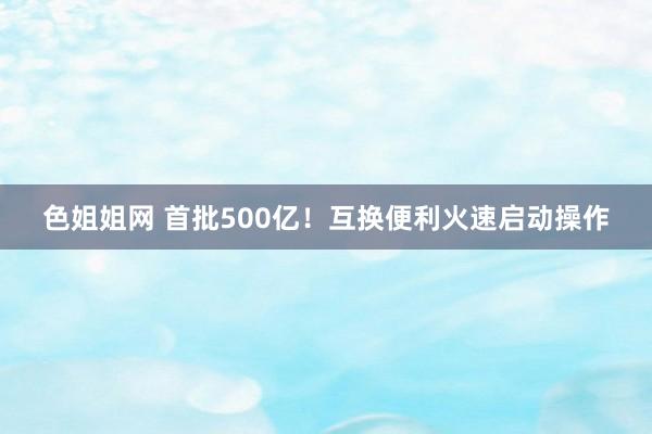 色姐姐网 首批500亿！互换便利火速启动操作