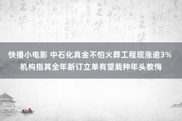 快播小电影 中石化真金不怕火葬工程现涨逾3% 机构指其全年新订立单有望栽种年头教悔