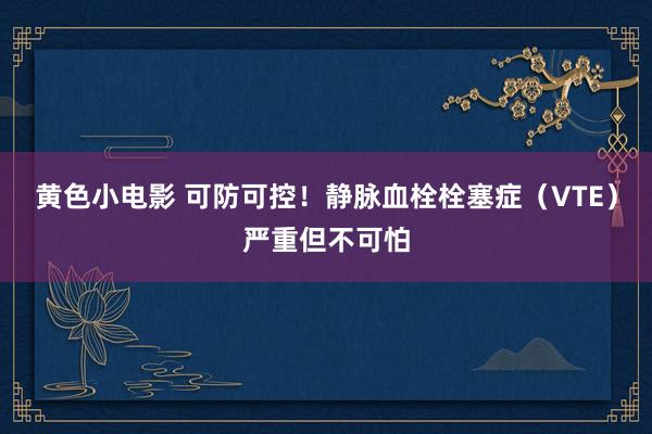 黄色小电影 可防可控！静脉血栓栓塞症（VTE）严重但不可怕