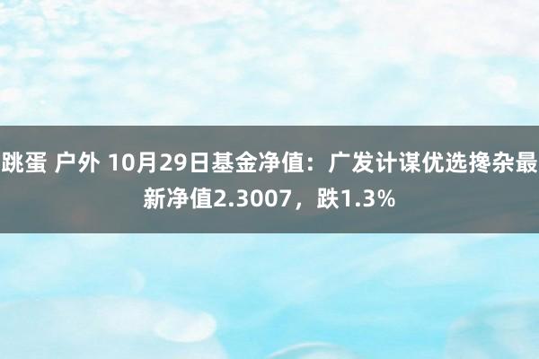 跳蛋 户外 10月29日基金净值：广发计谋优选搀杂最新净值2.3007，跌1.3%