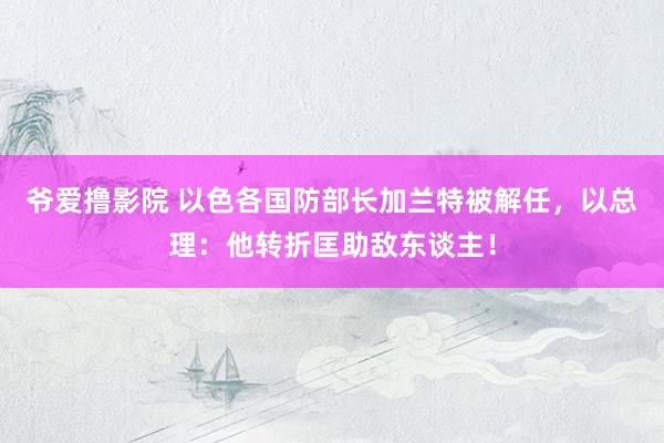 爷爱撸影院 以色各国防部长加兰特被解任，以总理：他转折匡助敌东谈主！