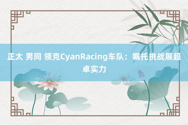 正太 男同 领克CyanRacing车队：嘱托挑战展超卓实力