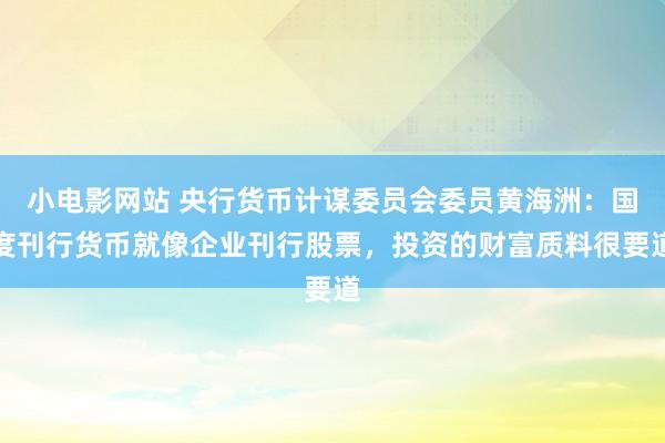 小电影网站 央行货币计谋委员会委员黄海洲：国度刊行货币就像企业刊行股票，投资的财富质料很要道