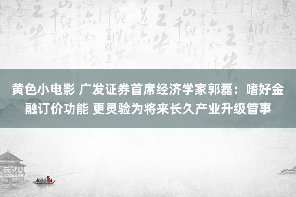 黄色小电影 广发证券首席经济学家郭磊：嗜好金融订价功能 更灵验为将来长久产业升级管事