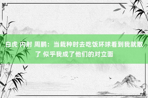 白虎 内射 周鹏：当栽种时去吃饭环球看到我就散了 似乎我成了他们的对立面