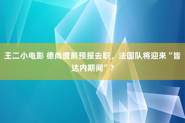 王二小电影 德尚提前预报去职，法国队将迎来“皆达内期间”？