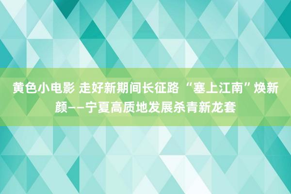 黄色小电影 走好新期间长征路 “塞上江南”焕新颜——宁夏高质地发展杀青新龙套