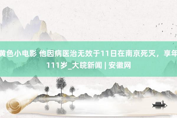 黄色小电影 他因病医治无效于11日在南京死灭，享年111岁_大皖新闻 | 安徽网